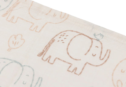 Serviette Gaze de Coton 31x31cm - Elephant Tales - 3 Unités