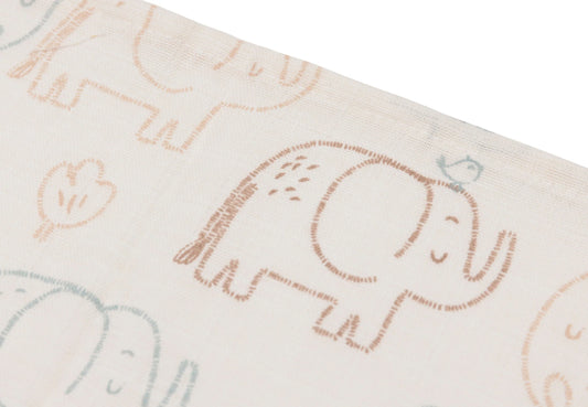 Serviette Gaze de Coton 31x31cm - Elephant Tales - 3 Unités
