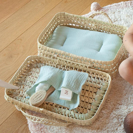 Valise poupée en feuilles de palmier BOBBLE vert