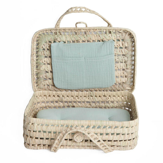 Valise poupée en feuilles de palmier BOBBLE vert